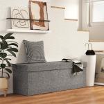 Bänk Förvaringsbänk Mörkgrå av Linnelook och Tyg för Hall och Sovrum Hopfällbar Sittbänk 110 x 38 x 38 cm