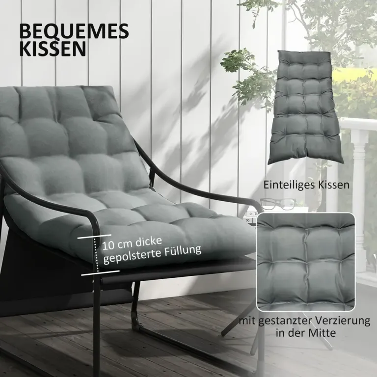 Loungefåtölj för Utomhusbruk med Tjock Dyna, Grå