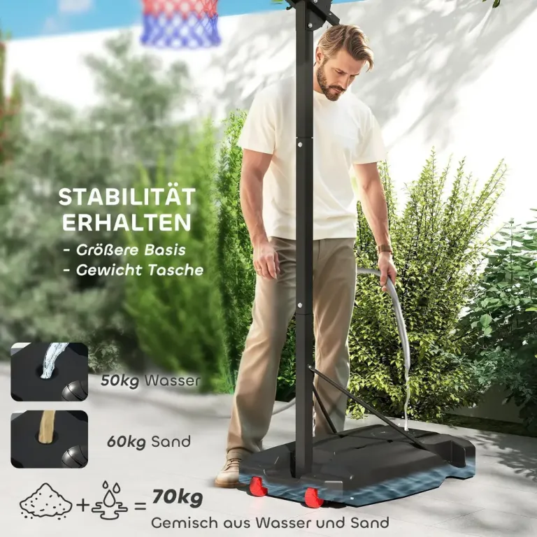 Basketkorg Basketstativ Utomhus Röd av Stål 200-260 cm