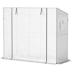 Växthus Tomathus Folieväxthus med Rulldörr Vit av Stål och Plast för Balkong och Trädgård Vintersäkert Växthus 200 x 76 x 170 cm