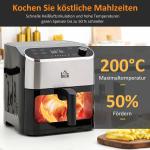 Varmluftsfritös med Pekskärm, Stor Airfryer med Fönster och Timer, Hälsosam Matlagning Utan Olja, Svart, 6,5 l, 1350 W