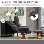 Fåtölj med Fotpall och Justerbart Ryggstöd för Vardagsrum och Sovrum Ergonomisk och Avkopplande Mörkgrå Tyg och Trä