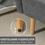 2-Sitsig Soffa med Fotstöd, Bekväm Loveseat i Sammet med Träben, Kompakt Tygsoffa för Vardagsrum, Grå