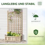 Odlingslåda med Spaljé, Upphöjd Blomlåda i Trä för Klätterväxter, Dekorativ Rumsavdelare för Balkong, Natur, 64 x 28 x 120 cm