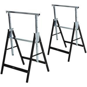 Såghäst Höjdjusterbar Hopfällbar Metall upp till 200 Kg för Träarbete Svart 68 X 56 X 80-130 Cm