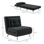 Sovstol Bäddfåtölj Svart av Sammet och Metall för Gäster Hopfällbar Stol med Sängfunktion och Kuddar 77 x 88 x 83 cm