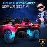 Elbil Barnbil Lamborghini Rosa av Plast och Metall för Barn 3-6 År med Fjärrkontroll och Bluetooth Musikfunktion max 30 kg