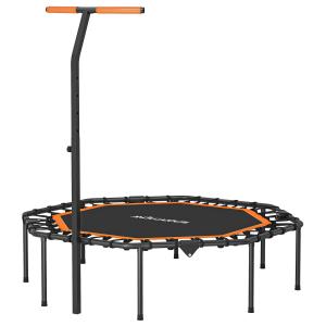 Fitnesstrampolin och Träningstrampolin med Justerbart Handtag för Inomhusbruk Hållbar och Stabil Orange Stål och Plast för Hemmaträning