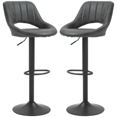 Barstolar Köksstolar Set om 2 Grå 44 x 49 x 90-110 cm