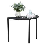 Halvrunt Balkongbord Konstrotting Smidigt Sidobord Platsbesparande Väderbeständig Svart 100 X 50 X 74 Cm
