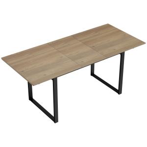 Matbord Utdragbart Naturfärgad och Svart Trä för Matsal Stort Köksbord för 6–8 Personer med Stålben Robust och Modern Design 180 cm