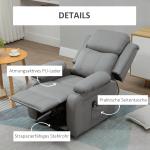 Seniorfåtölj Ergonomisk Grå Konstläder för Vardagsrum och Vila med Elektrisk Lyfthjälp och Fjärrkontroll Stabil och Bekväm Konstruktion