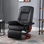 Relaxstol TV-Stol Vilstol med Fotstöd Konstläder 360° Snurrstol 145° Lutbar Svart 78 X 87 X 100 Cm