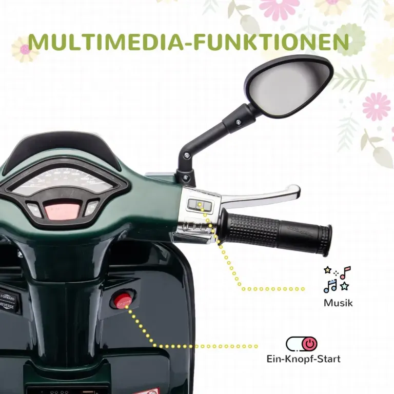 Elmotorcykel Barnmotorcykel Mörkgrön av Plast och Metall