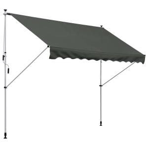 Klämmarkis med Handvev, Höjdjusterbar Ledarmsmarkis, Smutsavvisande och Väderbeständig, 150 cm Bred, för Uteplats, Balkong och Veranda, Grå