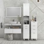 Badrumsskåp med 4 Lådor och Slät Yta för Förvaring i Badrum och Sovrum Hållbar och Stabil Vit Spånskiva för Hemmet Modern Design