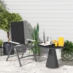 Trädgårdsstol Altanstol Hopfällbar Svart av Stål ve Tyg för Trädgård ve Balkong Högryggad Stol med Armstöd 60 x 73 x 108 cm