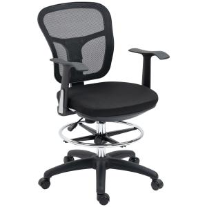 Kontorsstol Datorstol Svart av Mesh och Metall för Kontor och Hemmakontor Ergonomisk med Armstöd och Fotstöd Justerbar Höjd 95-115 cm