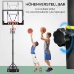Flyttbar Basketkorg för Barn, Höjdjusterbart Basketställ på Hjul, Robust Konstruktion för Utomhuslek på Uppfarten, Svart, 206-260 cm