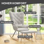 Gungstol Relaxstol Krämvit av Sammetslook och Trä för Sovrum Bekväm Fåtölj med Pall Vingstol 66 x 96 x 101 cm