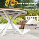 Trädgårdsbord med Kryssben och Lattdesign för Balkong och Uteplats Hållbar och Väderbeständig Teak och Aluminium Diameter 118 cm för Trädgård