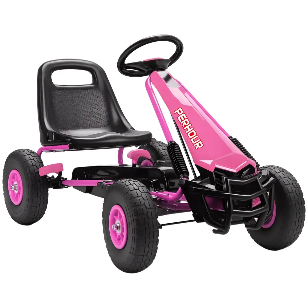 Trampbil Go-Kart Rosa Metall och Plast för Barn 3-8 År