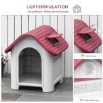 Hundkoja med Öppningsbart Tak, Isolerat Hundhus för Små Hundar, Väderbeständig Design med Veranda, Röd