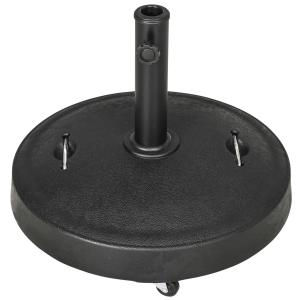 Parasollställ Paraplyhållare Svart av Konstharts för Trädgård och Balkong Mobil med Hjul för Ø38-48mm Stolpar 23,5 kg