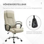 Kontorsstol i Linnelook, Höj- och Sänkbar med Gungfunktion och 5 Hjul, Beige
