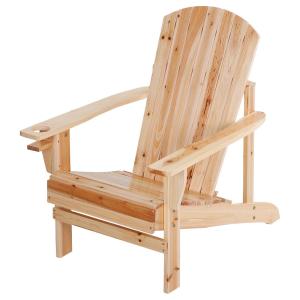 Adirondack Trädgårdsstol med Mugghållare Massivt Trä för Balkong och Terrass Natur 72,5 X 97 X 93 Cm