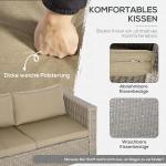Loungegrupp i Konstrotting 4 Personer, Bekväm Utemöbel med Soffa och Bord, Inkluderar Dynor för Avkoppling, Khaki/Beige