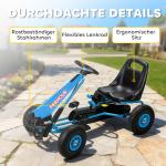 Trampbil Go-kart Blå Metall och Plast för Barn 3-8 År Trampfordon med Justerbar Sits och Handbroms Säker och Rolig Lek
