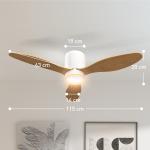 Takfläkt med Justerbar Lampa och Fjärrkontroll samt 6 Hastigheter och Timer Ergonomisk och Tyst Naturfärgad Metall och Trä 115 cm 3 Blad