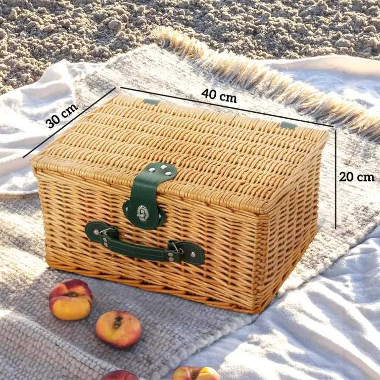 Picknickfodral i Pilträ för 2 Personer med Isolerat Kylfack