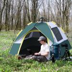 Kupoltält 3 Personer Polyester med Pinnar för Camping och Utomhusäventyr Grön 205 X 195 X 135 Cm
