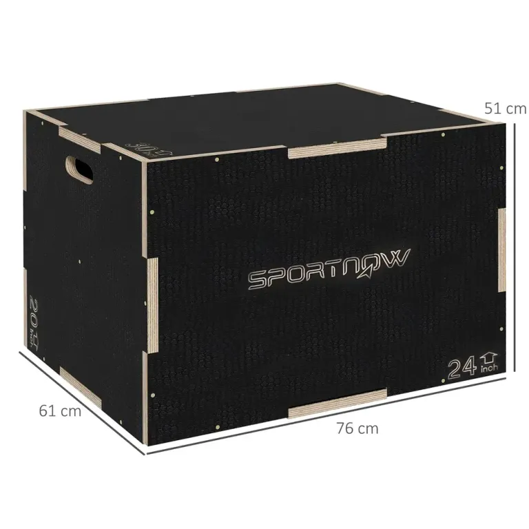Plyobox i Trä för Hoppträning 76 x 61 x 51 cm, Svart