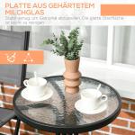 Bistroset i Metall 3 Delar, Kompakt Balkonggrupp med Bord och Två Stolar, Hopfällbar Utemöbel, Grå