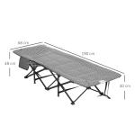 Hopfällbar Campingsäng med Väska, Robust Tältsäng med Mugghållare, Bekväm Extrasäng för Utomhusbruk, Svart, 68 x 186 x 48 cm, 120 kg