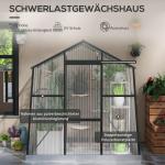 Växthus Aluminiumväxthus Svart av Aluminium för Växtodling Rymligt med Fönster Skjutdörr och Grund Stabil Konstruktion 192 x 192 x 204 cm