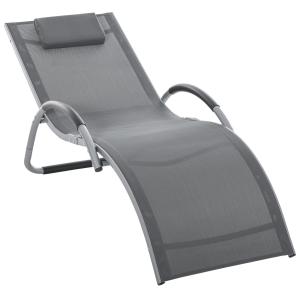 Justerbara Solstolar med Dynor 2-Pack, Ergonomiska Trädgårdsstolar i Textilene, Bekväma Utestolar för Avkoppling, Grå, 160 x 60 x 65 cm