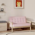 Barnfåtölj Sammet Rosa Trä och Tyg för Barnrum Mjuk Barnsoffa med Stoppning och Armstöd Bekväm Design och Fin Inredning 3–15 År