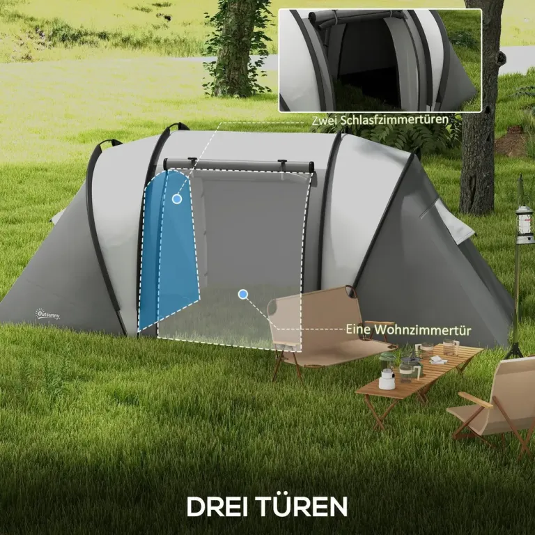 Campingtält Tunneltält för 4-5 Personer Blå av Polyester