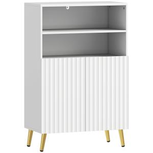 Badrumsskåp Golvmodell Vit MDF med Hyllor för Badrum Soft Close-dörrar Modern Design Förvaring med Öppna Fack
