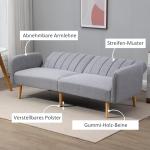 Bäddsoffa 2-Sits Soffa med Sovfunktion Grå av Tyg och Trä för Vardagsrum och Gästrum Vadderad Soffa 173 x 75 x 73 cm