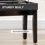 Pianobänk Pianopall Svart av Trä och Läder för Musikrum Höjdjusterbar med Förvaringsutrymme Bekväm Sittdyna 63 x 35 x 46-56 cm