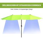 Ovalt Dubbelparasoll med Vev, Extra Stort Solskydd för Terrass och Trädgård, Stabil Konstruktion för Maximal Skugga, Grön, 460 x 270 cm