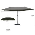 Ovalt Dubbelparasoll med Vev, Extra Stort Solskydd med Kryssfot, Perfekt för Stora Uteplatser och Loungegrupper, Mörkgrå, 460 x 270 x 240 cm
