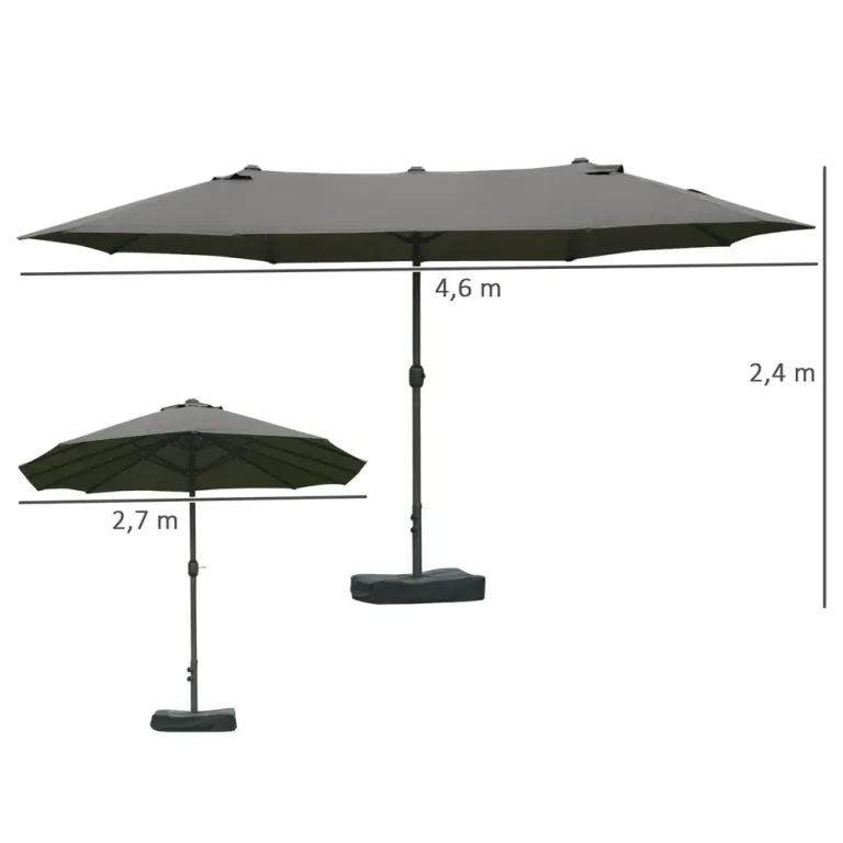 Ovalt Dubbelparasoll med Vev Stort 460 x 270 x 240 cm