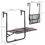 Balkongbord Hängbord Fällbart Svart av Metall för Balkong och Terrass Väderbeständigt Bord för Räcken 60 x 40 cm