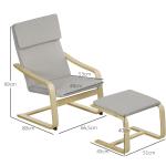 Fåtöljset Relaxstol Ljusgrå av Linne och Eukalyptus för Vardagsrum Set med 2 Fåtöljer med Pall och Armstöd 66,5 x 80 x 99 cm